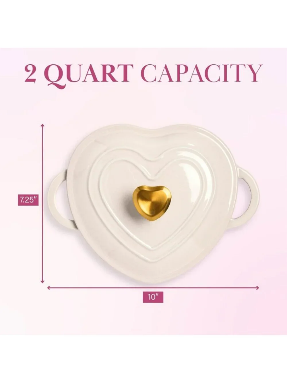 Heart-Shaped Enameled Cast Iron Dutch Oven Pot with Lid, 2-Quart, Oven Safe